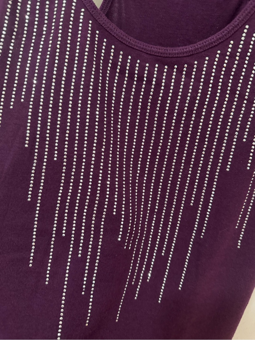 Express Deep Plum Tank with Rhinestone Fringe - Picture 3 of 5